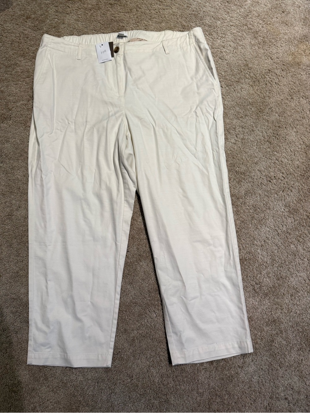 J. Jill Cream Off-White Straight Leg Cropped Pants Women's Plus Size 20 NWT